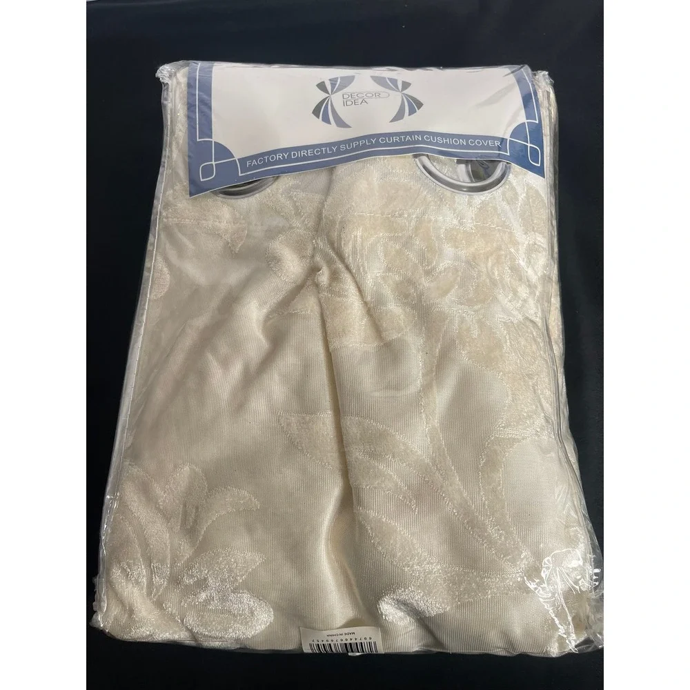Decor Idea Velvet Sheer Floral Beige Grommet Curtain Panel 52x108‎ Burnout NIP
